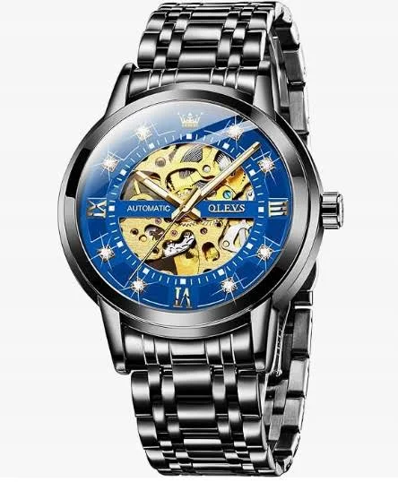 Zegarek Męski Olevs Automatyczny Skeleton Diamond Luksusowy