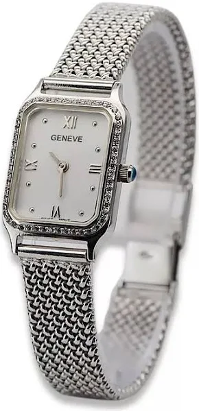 Zegarek z białego złota 14k damską z Brylantami 0.25ct Geneve lwd055wdw lwd055wdw&lbw003w