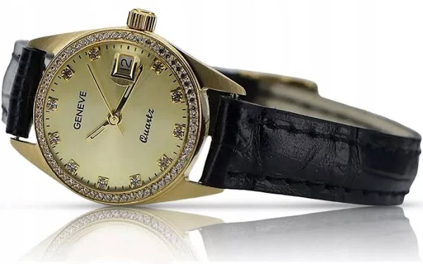 Złoty zegarek damski Rolex style 14k Geneve lw078ydyz