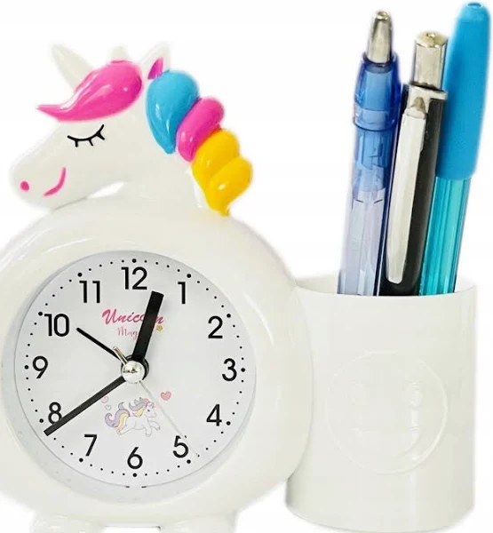 Biały Budzik Dla Dziecka Zegar Jednorożec