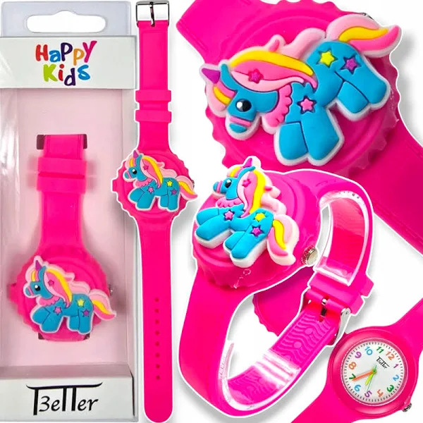 Zegarek Dziecięcy Heppy Kids Jednorożec Ciemny Róz