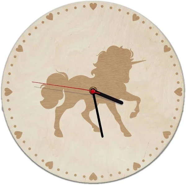 Zegar ścienny drewniany Jednorożec Dekoracja do pokoju dziecka Zegarek 40cm