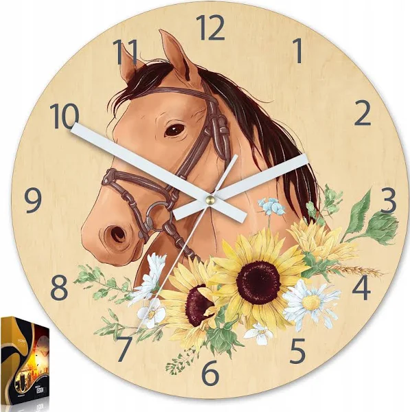 Zegar ścienny Koń do pokoju dziecka Cichy 30cm