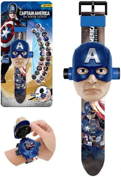 zegarek 3D projektor Kapitan Ameryka ze zdjęciami