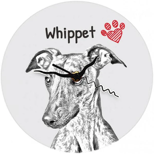 Art-Dog Whippet Chart angielski zegar ścienny z psem