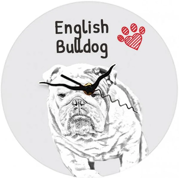 Buldog angielski Bulldog zegar ścienny z psem