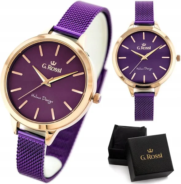 Elegancki Fioletowy Damski Zegarek G.Rossi Prezent