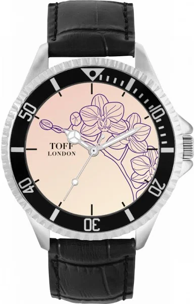 TLWL-6800 Toff London Fioletowy zegarek z kwiatami orchidei
