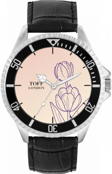 TLWL-6770 Toff London Fioletowy zegarek z kwiatami tulipanów