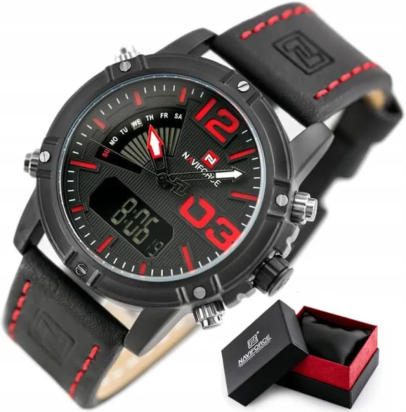 Zegarek Męski Naviforce Carbon +box +grawer datownik budzik stoper minutnik