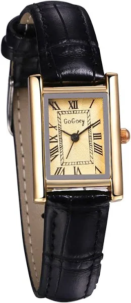 JewelryWe Mały damski skórzany zegarek analogowy zegarek kwarcowy kwadratowy prosty elegancki zegarek na co dzień