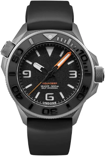 Męski srebrny zegarek Undone Watches z gumowym paskiem Aquadeep