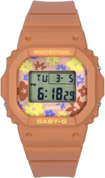 Casio Baby-G Retro Flower Field Cyfrowy Pasek z Żywicy Kwarcowy BGD-565RP 100M Damski Zegarek