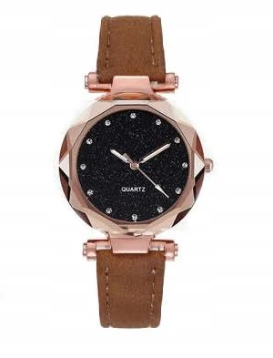 Zegarek Damski Brązowy Z Paskiem Złoty 693