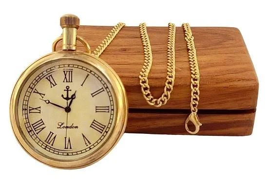 ROYAL HANDICRAFT Zegarek Kieszonkowy Z Mosiądzu W Antycznym Stylu Drewniane Pudełko Cyfry Rzymskie Zegar Female