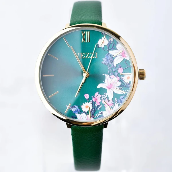 Zegarek kwiaty zielony