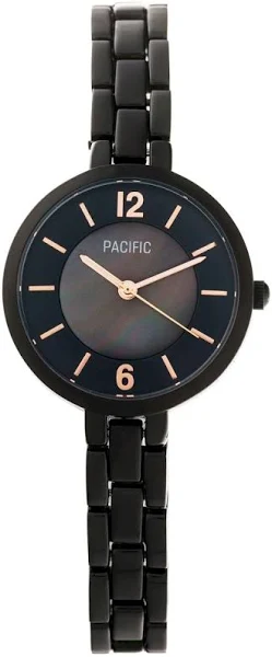 Pacific Czarny damski zegarek z masą perłową Pacific X6137-05