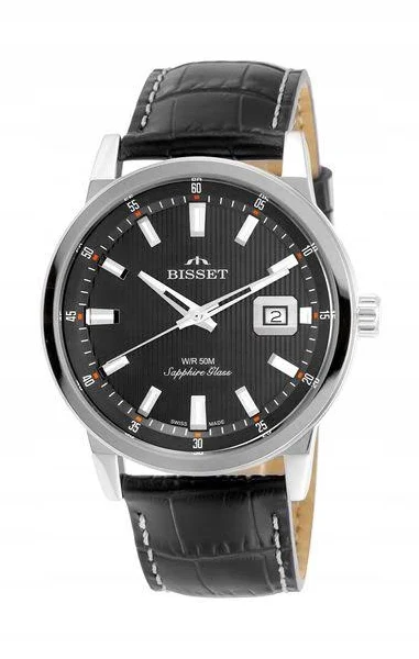 Szwajcarski Zegarek męski Bisset BSCE62SIBX05B10 szafir box data +Grawer