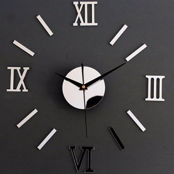 Zegar Ścienny srebrny cyfry rzymskie