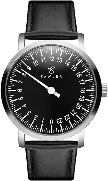 Fawler Pacem 24-godzinny srebrzysto-czarny zegarek z jedną wskazówka