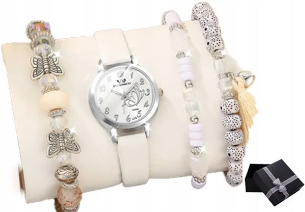 Zegarek Z Motylkiem Boho 3 Bransoletki Pudełko Gift C3965