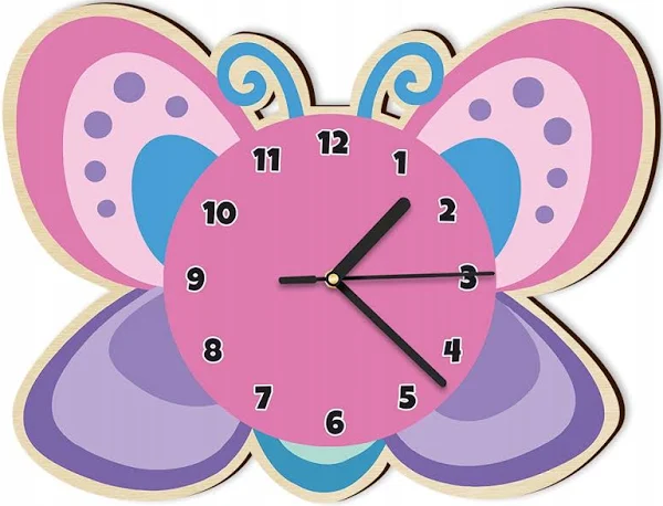 Drewniany Zegar Na Ścianę Ścienny Motyl Dziecka