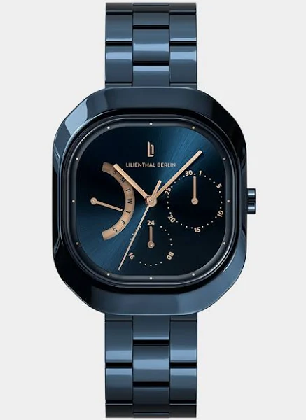 Klasyczny Multifunkcyjny Zegarek Damski Niebieski Prostokątna koperta ze stali chirurgicznej