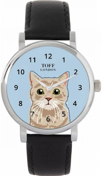 TLWS-23986 Toff London Beige Tabby Cat Head Watch