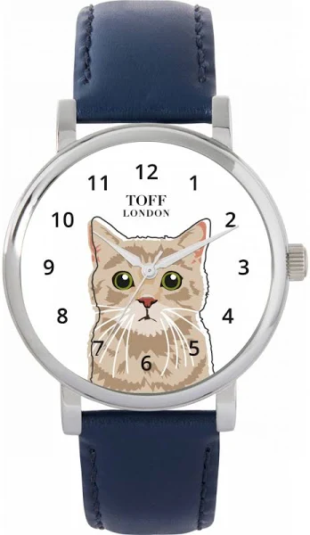 TLWS-23969 Toff London Beige Tabby Cat Head Watch
