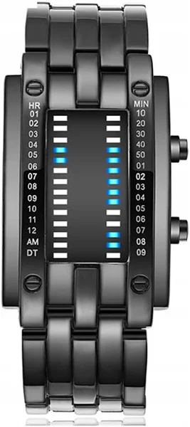 "binary Matrix Black Led Digital Men's Watch