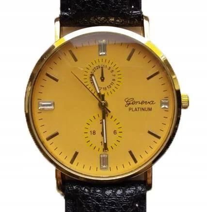 Zegarek Damski Geneva Ekoskóra Złoty New