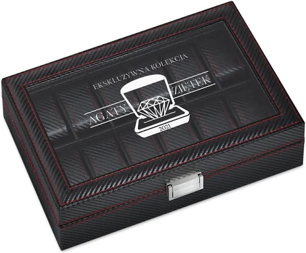 Szkatułka karbonowa kuferek na zegarki z grawerem dla niej