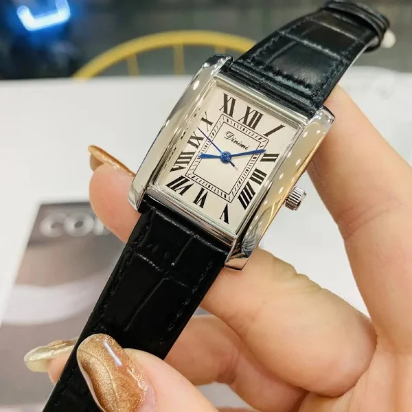 damski zegarek kwarcowy Dinimi prostokątny kwadratowa tarcza zegarki damskie luksusowe cyfra rzymska