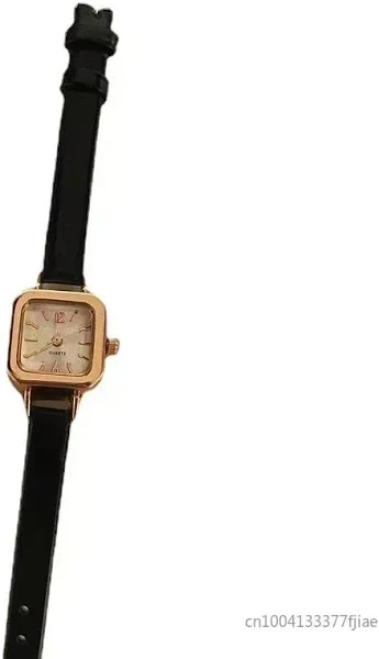 Gorąca sprzedaż kobiet zegarek mała kwadratowa tarcza cienki skórzany pasek damski zegarek