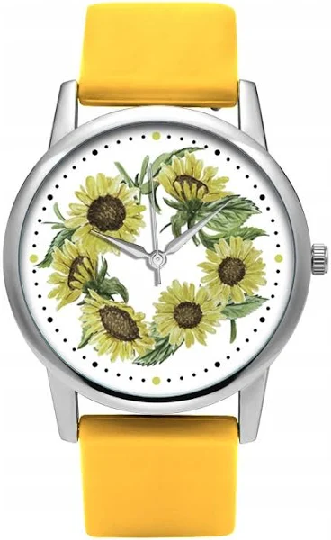 Zegarek z silikonowym paskiem Słoneczniki folk dla mamy żony