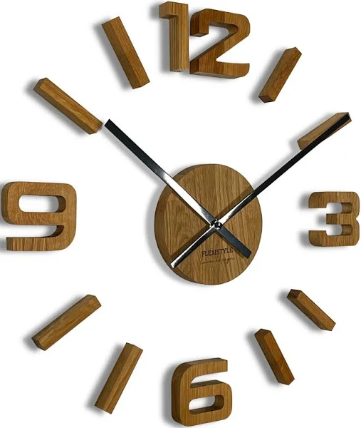 FLEXISTYLE Drewniany zegar ścienny dębowy EKO 75cm