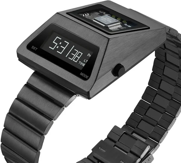 IB DESIGN unikalne zegarki metalowe cyfrowe Cyber zegarki dla mężczyzn Retro-futurystyczny styl