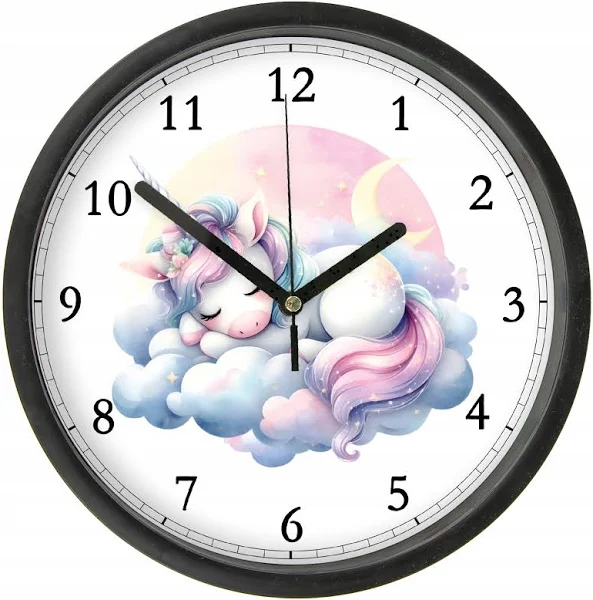 Jednorożec 29 Zegar ścienny dla dzieci z szybką Bezgłośny mechanizm