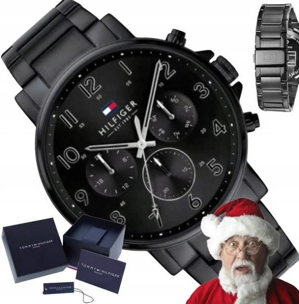 Prestiżowy Zegarek Męski Tommy Hilfiger Bransoleta Czarny
