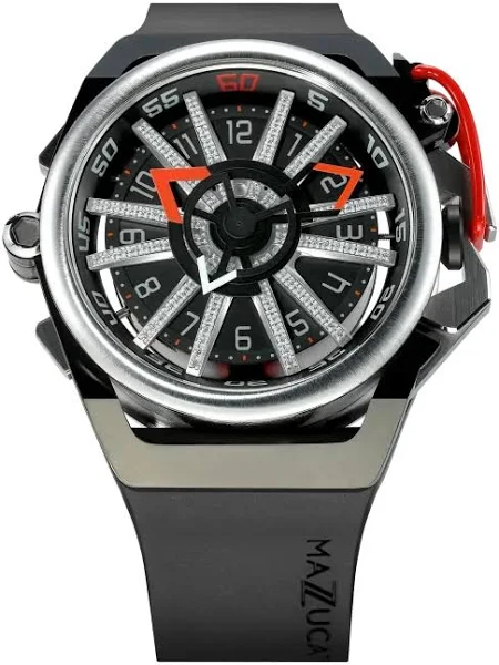 Czarny męski zegarek Mazzucato z gumowym paskiem RIM Diamond 01 BK