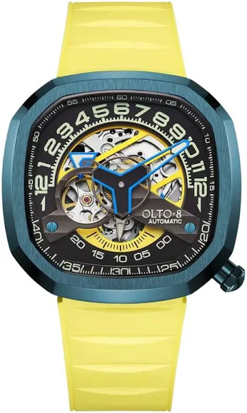 zegarek męski OLTO-8 z gumowym paskiem INFINITY-II RPM-Style Roman Numerals 44MM Automatic