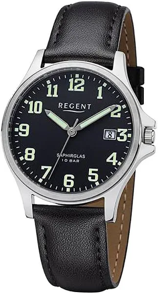 Regent Męski analogowy zegarek kwarcowy ze skórzanym paskiem 1110899