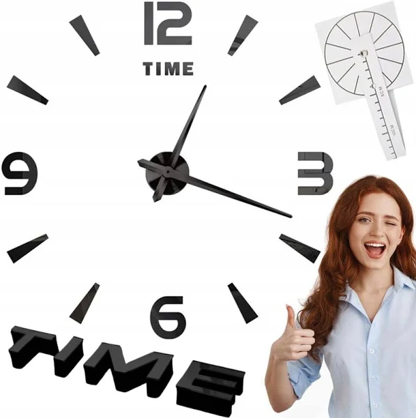 Zegar Naklejany Ścienny Na Ścianę Samoprzylepny 3D Diy Duży XXL 130cm