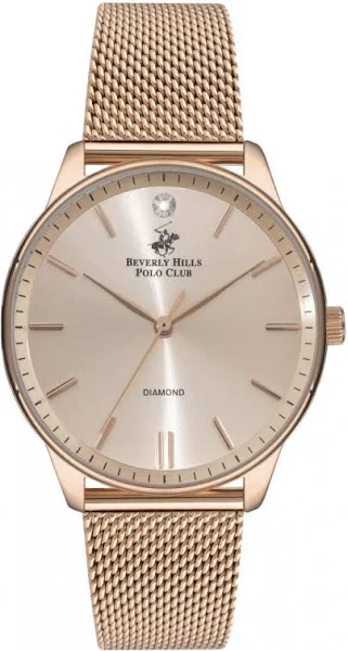 Beverly Hills Polo Club Zegarek damski BEVERLY HILLS BP3231X.410 różowe złoto fashion z diamentami