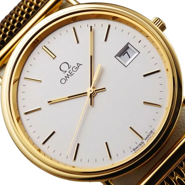 Omega zegarek męski Lite Złoto 18K 750 vintage c.1530 Szafir 2004 Komplet