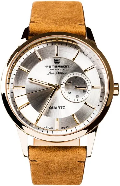 Analogowy Zegarek męski na skórzanym pasku — Peterson