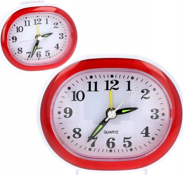 Budzik Tradycyjny Czytelny Analogowy Alarm Zegar Owalny