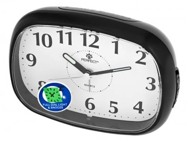 Zegar budzik Perfect czarny 12cm Bateria Aa 2szt