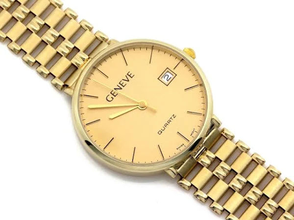 Złoty zegarek damski duży cyferblat pr585