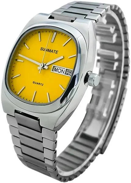 SUNMATE damski zegarek kwarcowy luksusowe klasyczne cyfry rzymskie tarcza kalendarza ze stali